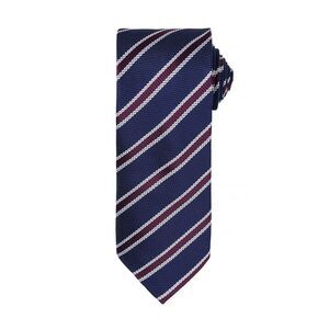 Premier Mens Waffle Stripe Formal Business Tie / Navy/Aubergine